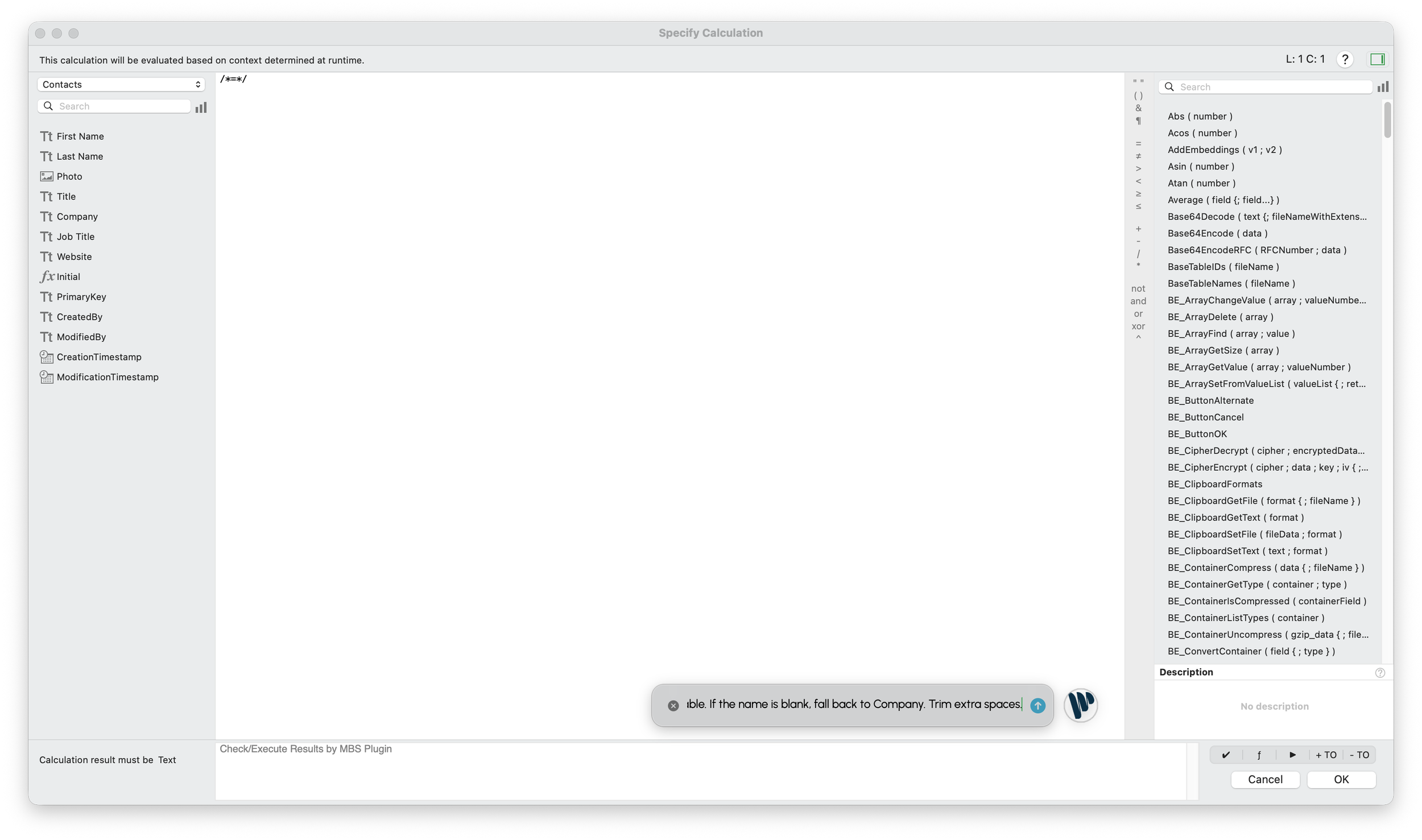 Specify Calculation before Quick Calculation AI.