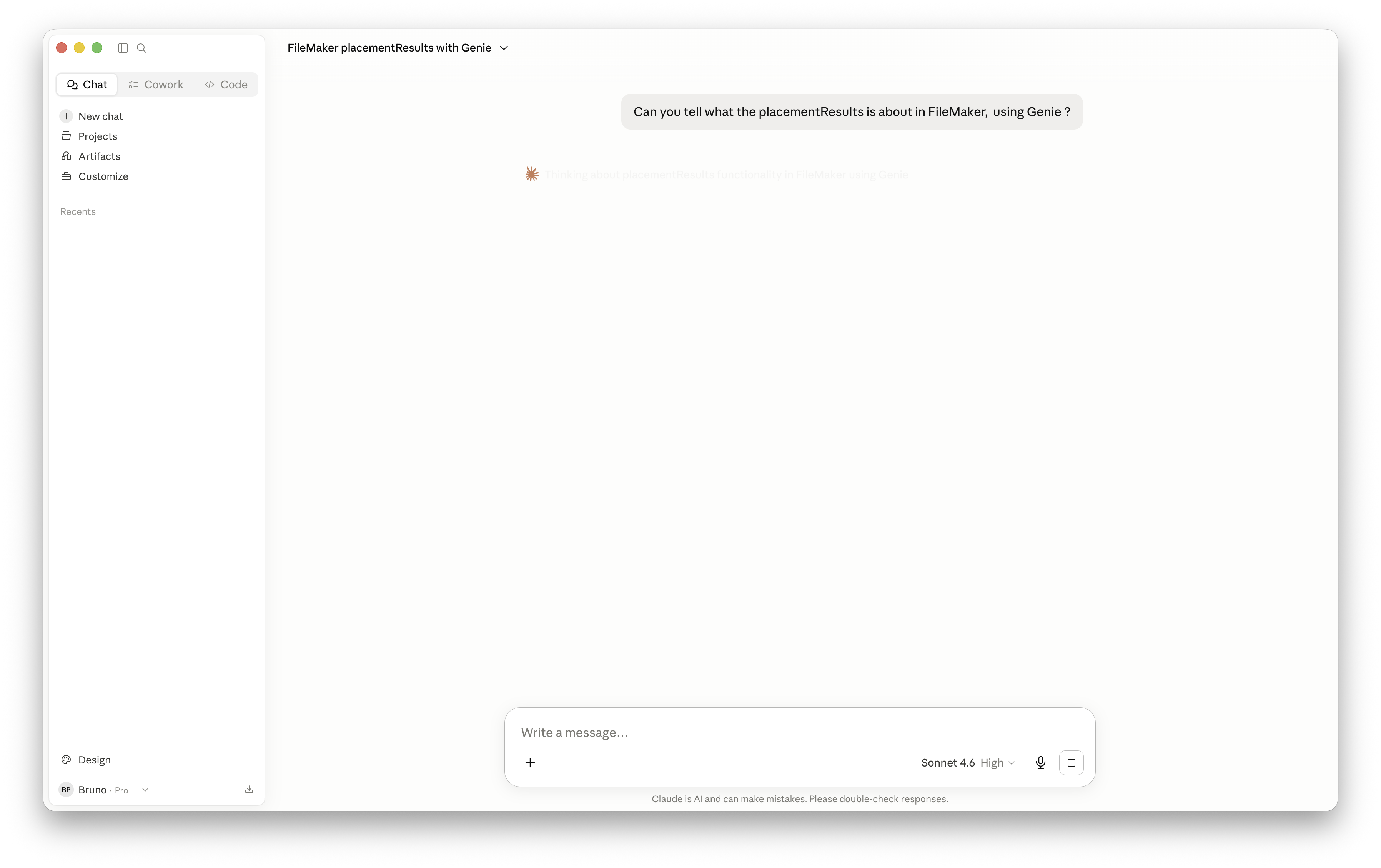 A simple prompt is often enough for Claude to begin analyzing your FileMaker environment.