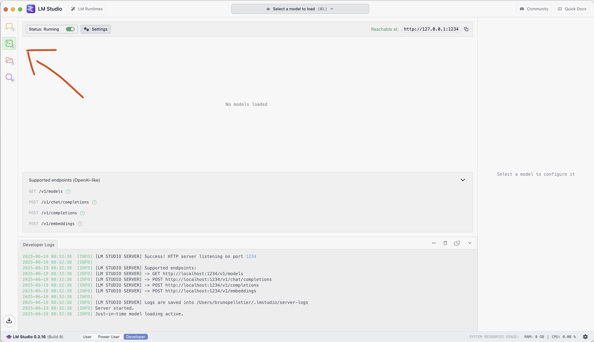 Developer tab