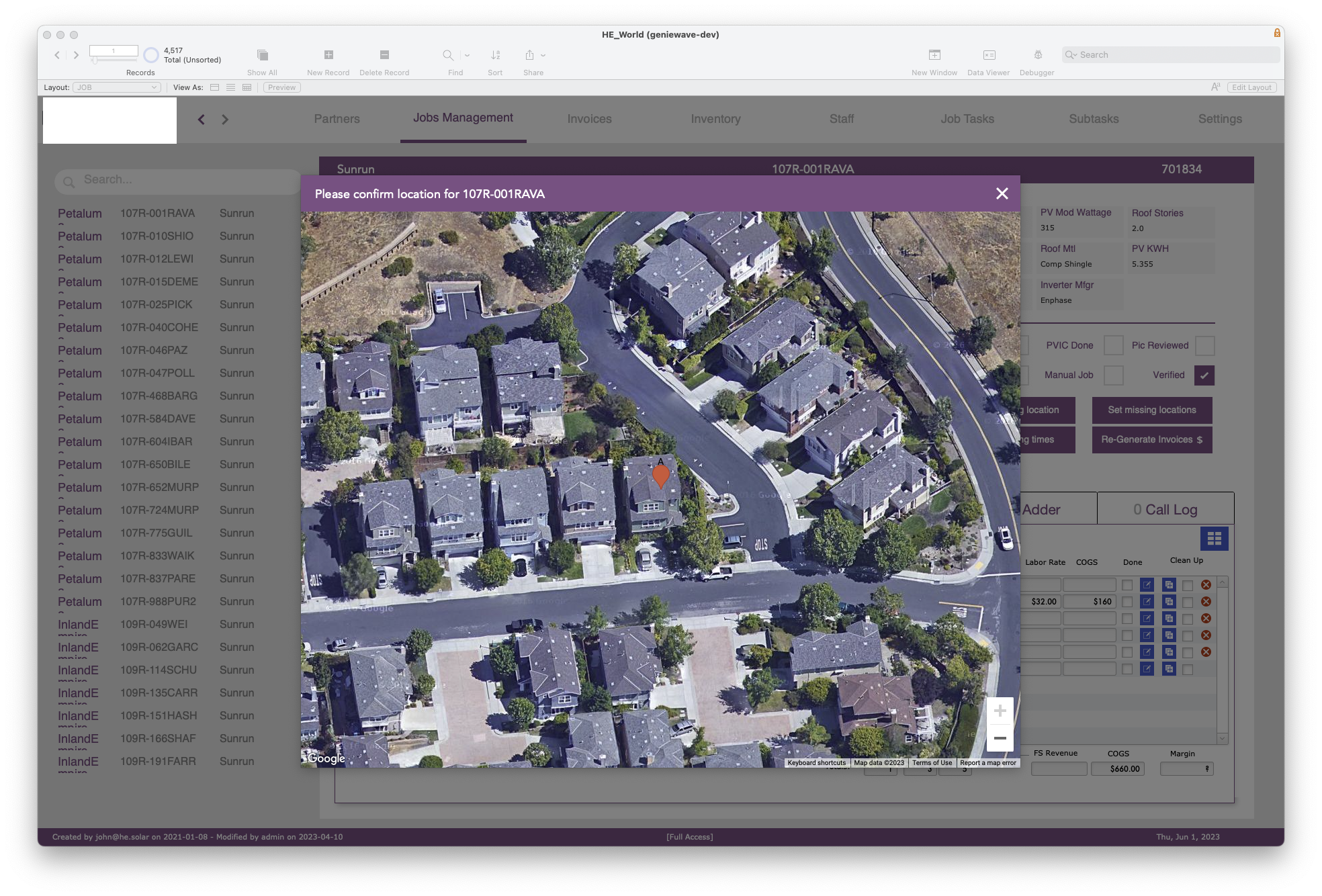 Screenshot from Work Order & Job Management Platform