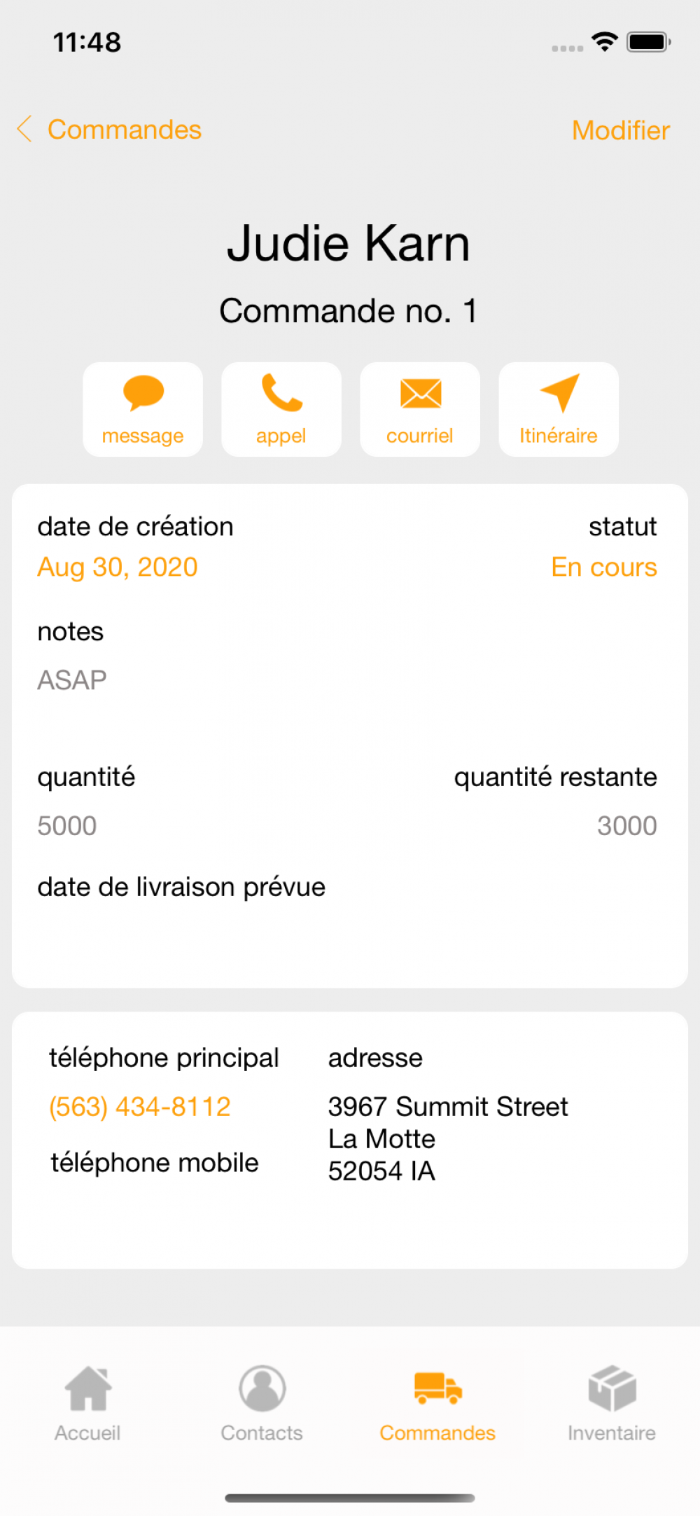 Screenshot from LP - Swift iOS App - Manage Simple Inventory / Orders
