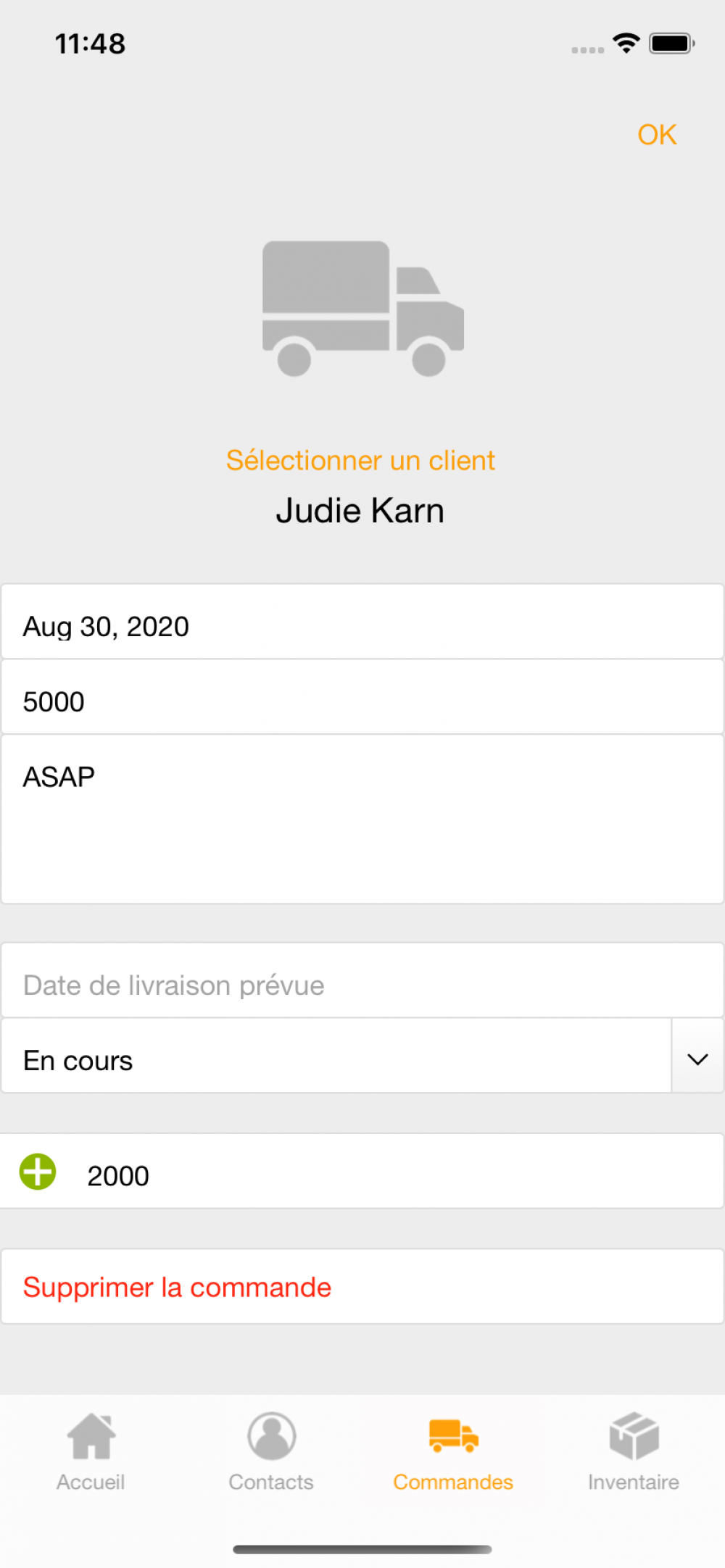 Screenshot from LP - Swift iOS App - Manage Simple Inventory / Orders